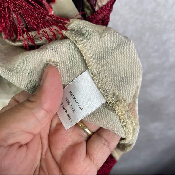 Blue Life Velvet Burnout Fringe Silk Kinomo In Red Size Small - Picture 3 of 6